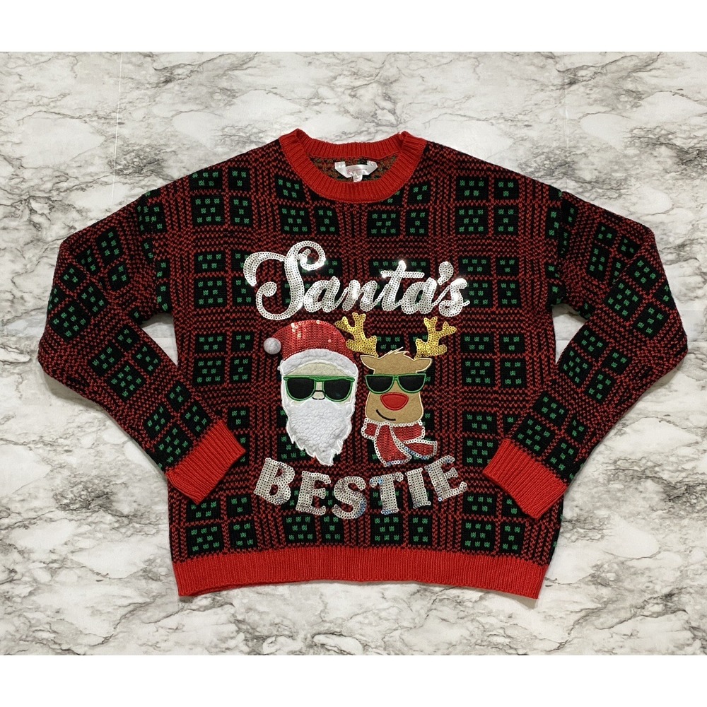 No Boundaries Women's Christmas Sweater Size L (11-13) Multicolor Pullover NWOT
